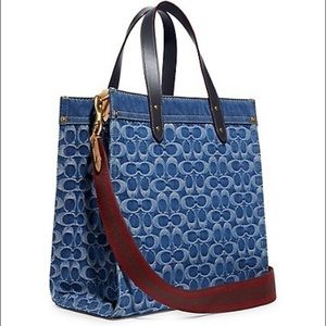 Coach Field Tote In Signature Denim